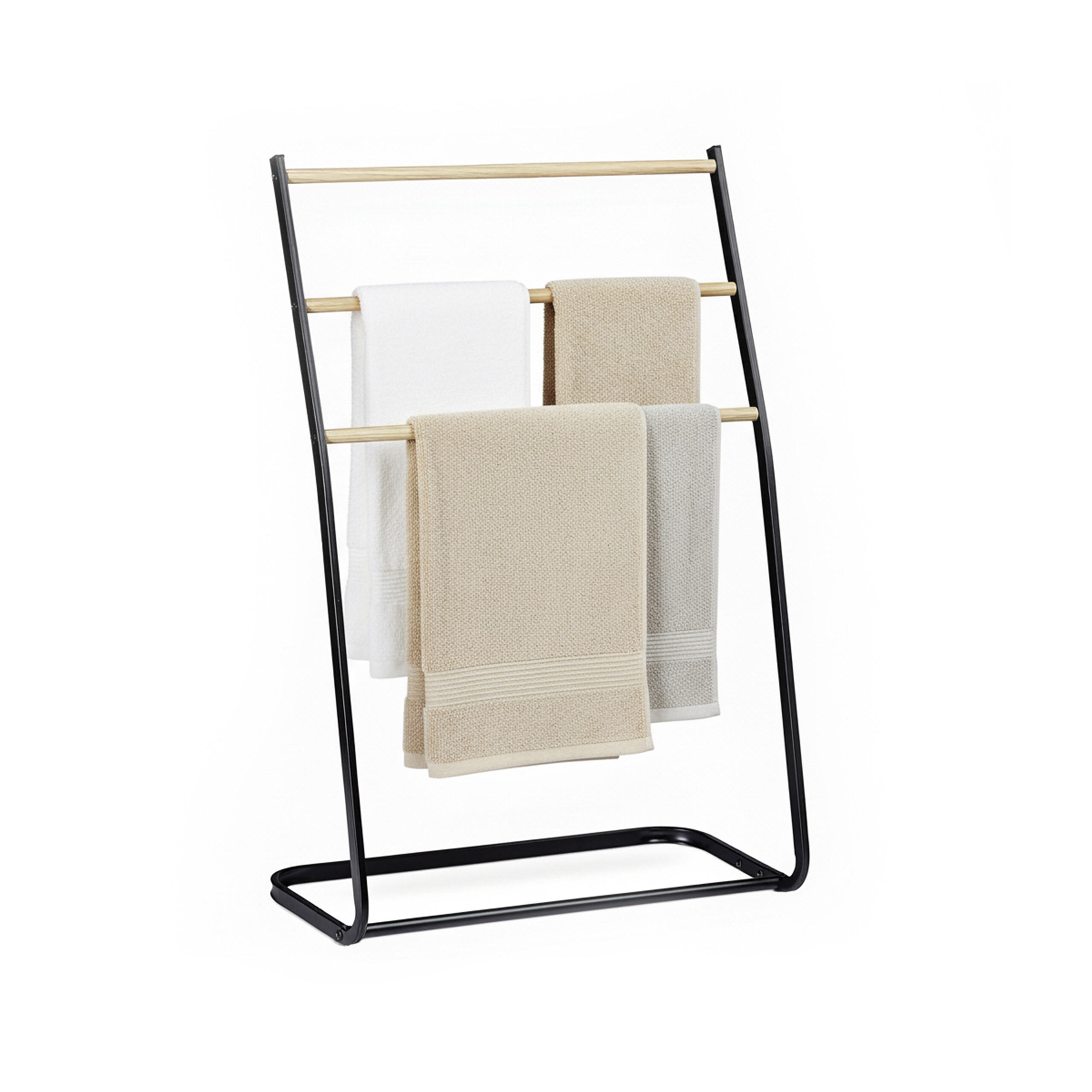 VEŠIAK uterákov - čierna, kov (58/86/30cm) - Relaxdays