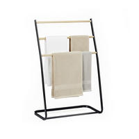 VEŠIAK uterákov - čierna, kov (58/86/30cm) - Relaxdays