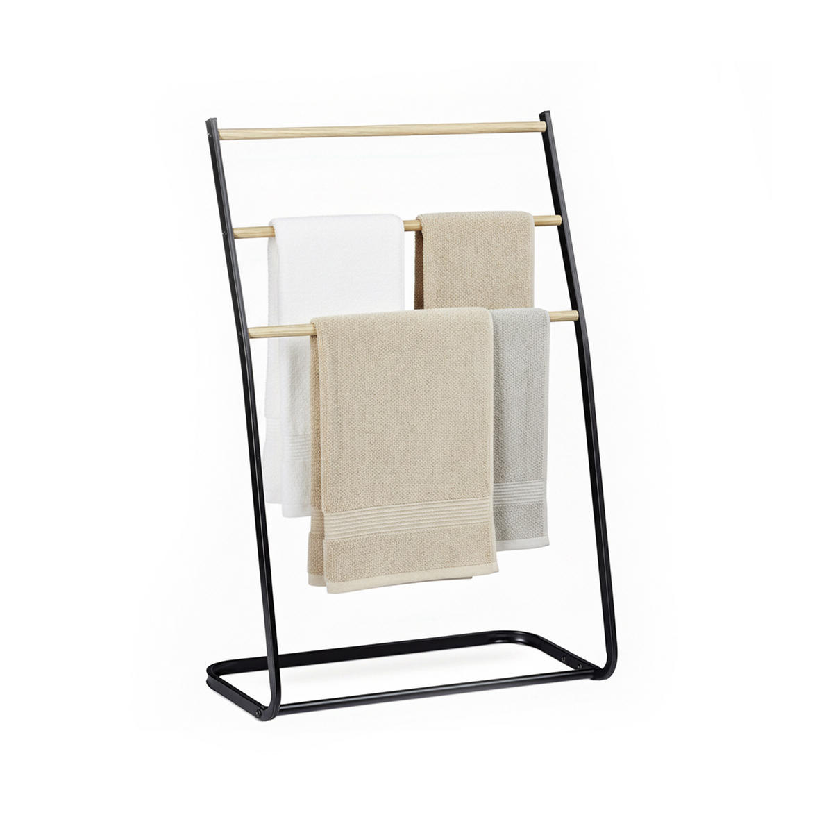 VEŠIAK uterákov - čierna, kov (58/86/30cm) - Relaxdays