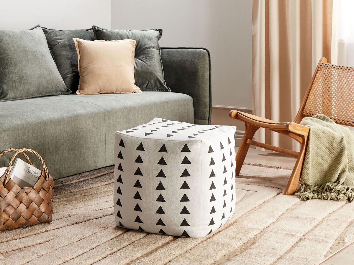 POUF Baumwolle Cremeweiß Tarodi - Weiß, Textil (45/45/45cm) - Beliani