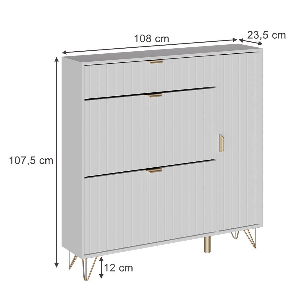 SCHUHSCHRANK Helge Weiß 108 x 107.5 cm - Weiß, Holzwerkstoff (108/107.5/23.5cm) - Vicco