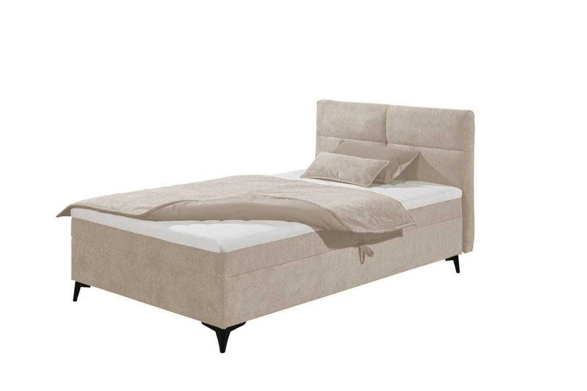 BOXBETT 120x200 inkl. Topper und Bettkasten - Beige/Schwarz, Holz/Holzwerkstoff (120/200cm) - ed exciting design