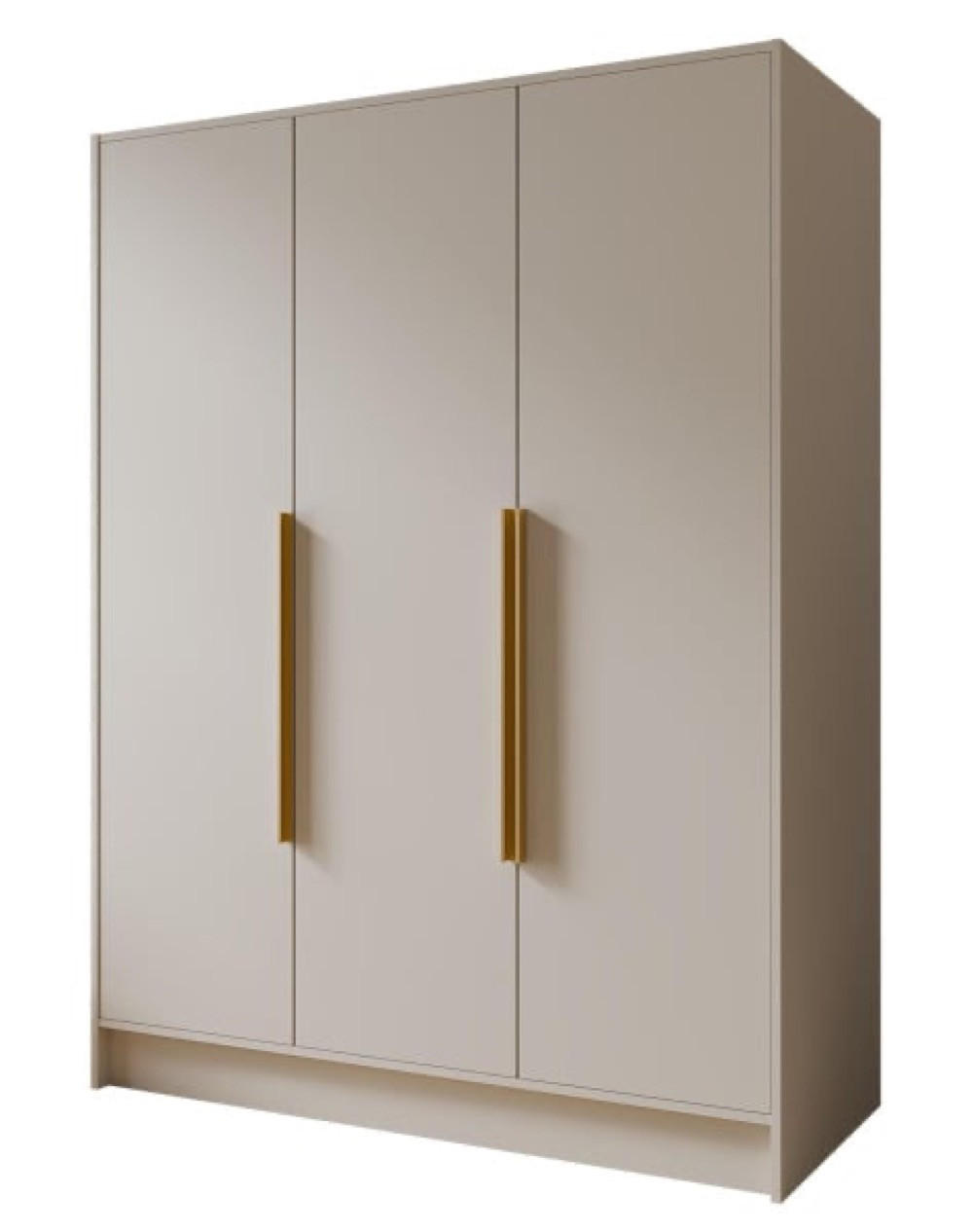 SCHRANK Kaschmir ORTO 150 g Glatt Ohne Spiegel Mit Goldenen Griffen - Ecru/Goldfarben, Holzwerkstoff (150/200/51cm) - Sepro Meble