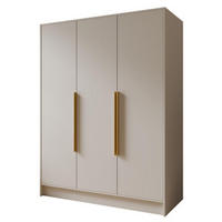 SCHRANK Kaschmir ORTO 150 g Glatt Ohne Spiegel Mit Goldenen Griffen - Ecru/Goldfarben, Holzwerkstoff (150/200/51cm) - Sepro Meble