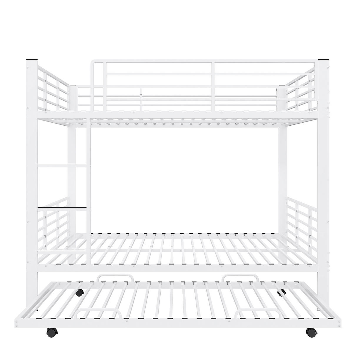 ETAGENBETT 140/200 cm DE-33080 mit Ausziehbett und Rausfallschutz Weiß - Weiß, Metall (140/200cm) - ComfortXL