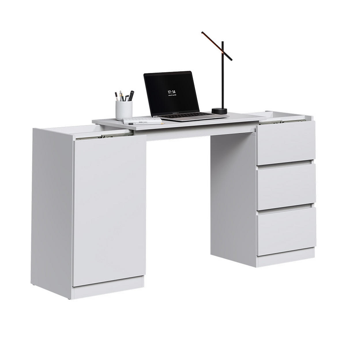 KOMMODE MIT SCHREIBTISCHFUNKTION Varino, Weiß, 80 x 75.5 cm ausziehbar - Weiß, Holzwerkstoff (80/75.5/40cm) - Vicco