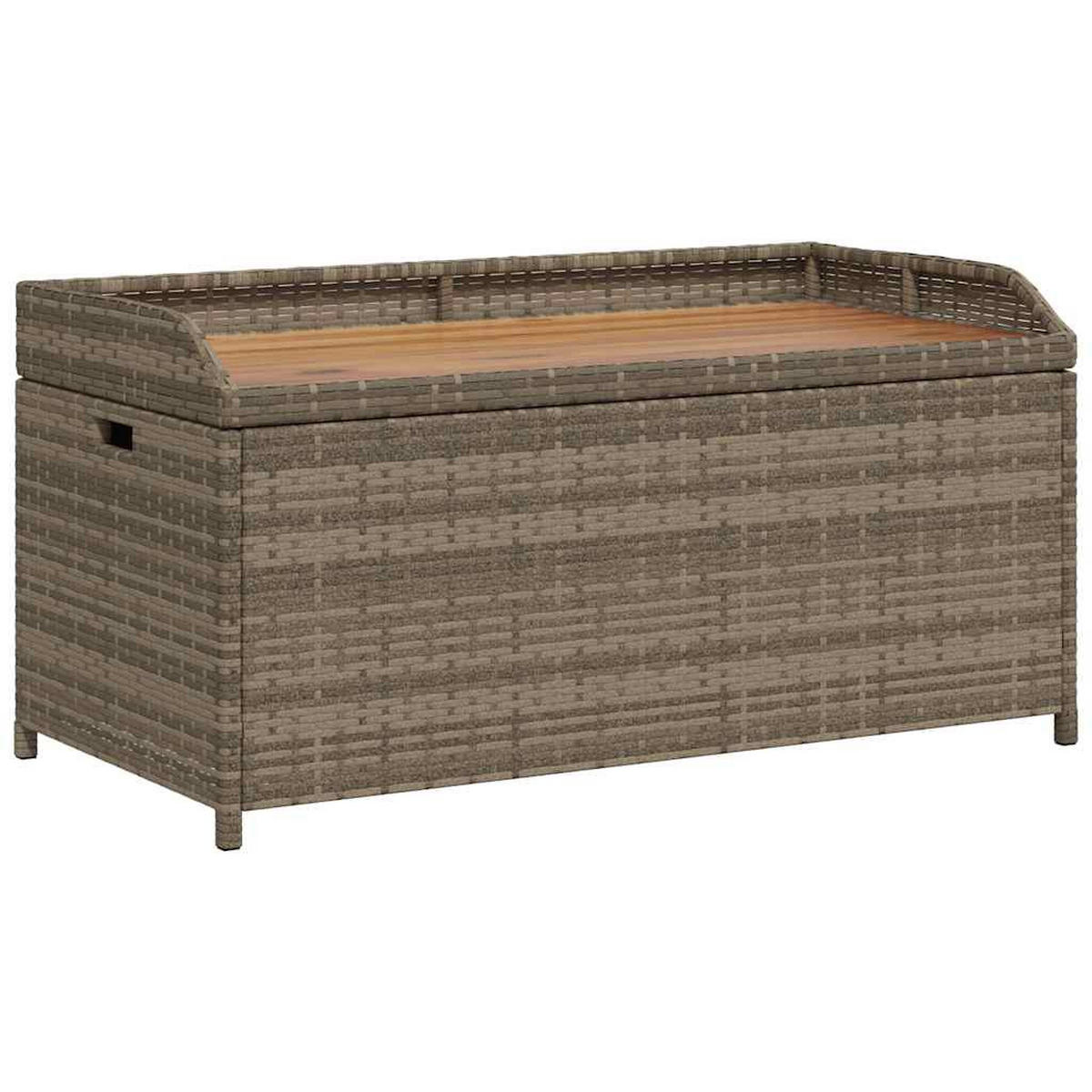BANK Mit Stauraum Grau 100/50/52 Cm Poly Rattan Akazienholz - Grau, Kunststoff (50/52/100cm) - vidaXL