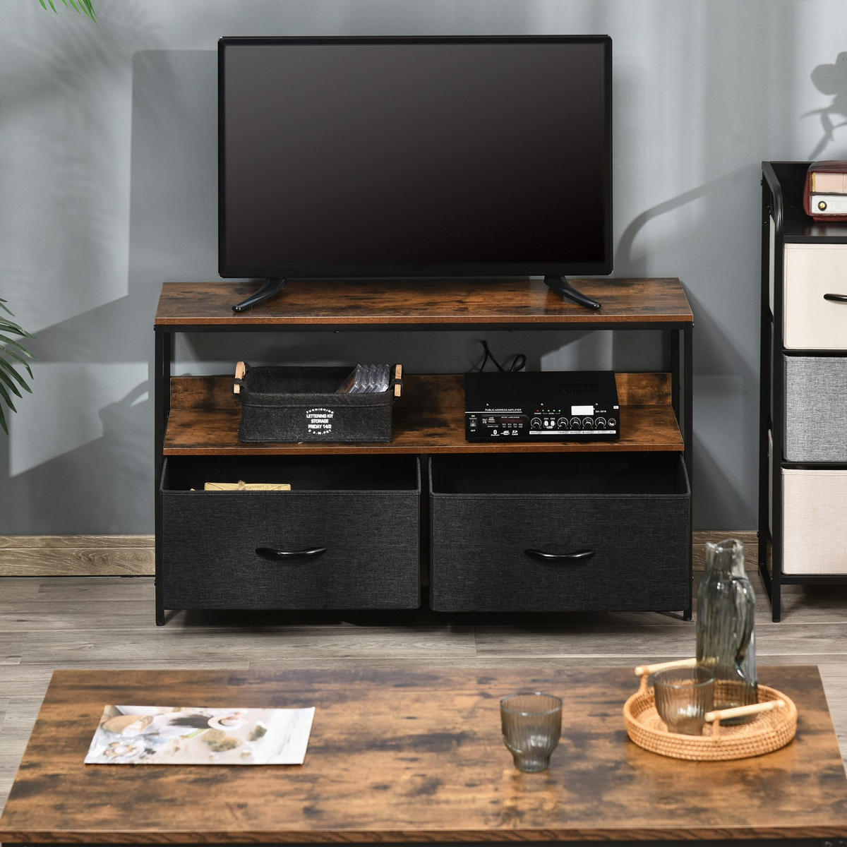 TV-MÖBEL Braun 1 Stück - Braun, Holzwerkstoff (98/56/29cm) - GiPP