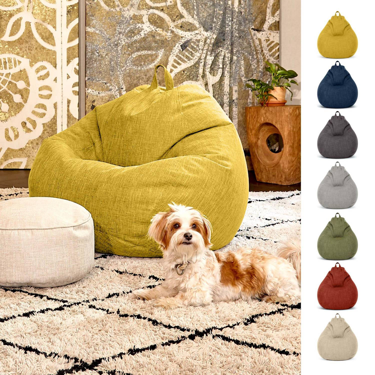 SITZSACK Indoor "Home Linen" - 200 Liter - Gelb, Textil (80/90/50cm) - Green Bean