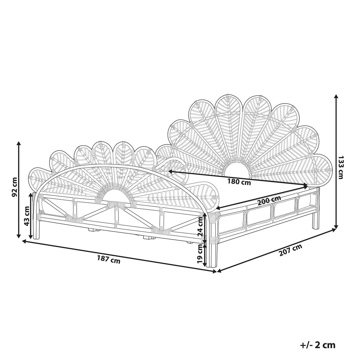 DOPPELBETT 180/200cm Heller Holzfarbton Florentine - Hellbraun, Naturmaterialien (180/200cm) - Beliani