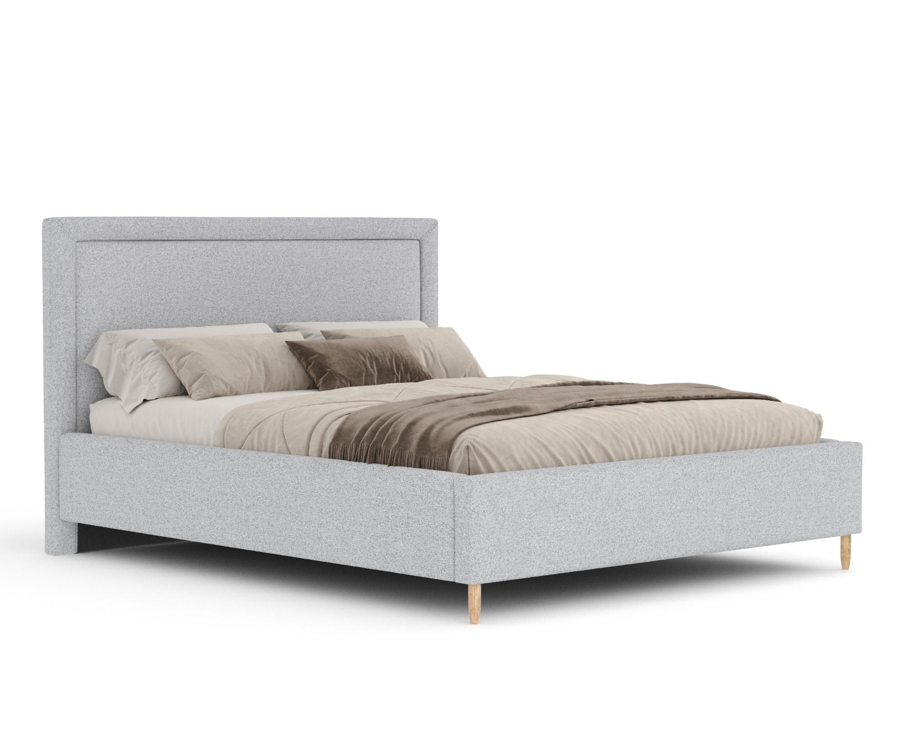POLSTERBETT Ordina Hellgrau 140/200 cm im Webstoff - Hellgrau/Naturfarben, Holz/Holzwerkstoff (140/200cm) - Maison de Reve