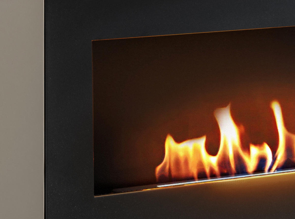 TV-LOWBOARD Lehm-Grau, Eiche Artisan 160 cm hängend, Set inklusive Wandpaneel und Ethanol Kamin - Hellgrau/Schwarz, Holzwerkstoff (160/148/35cm) - Inn.Furn