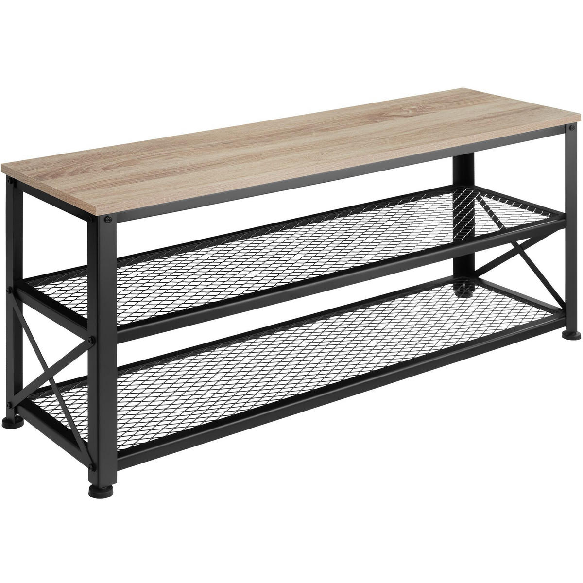 SCHUHREGAL Blackpool,101 x 30,5 x 45,5 cm,Industrial Holz hell, Eiche Sonoma - Naturfarben, Holz (30.5/45.5/101cm) - tectake