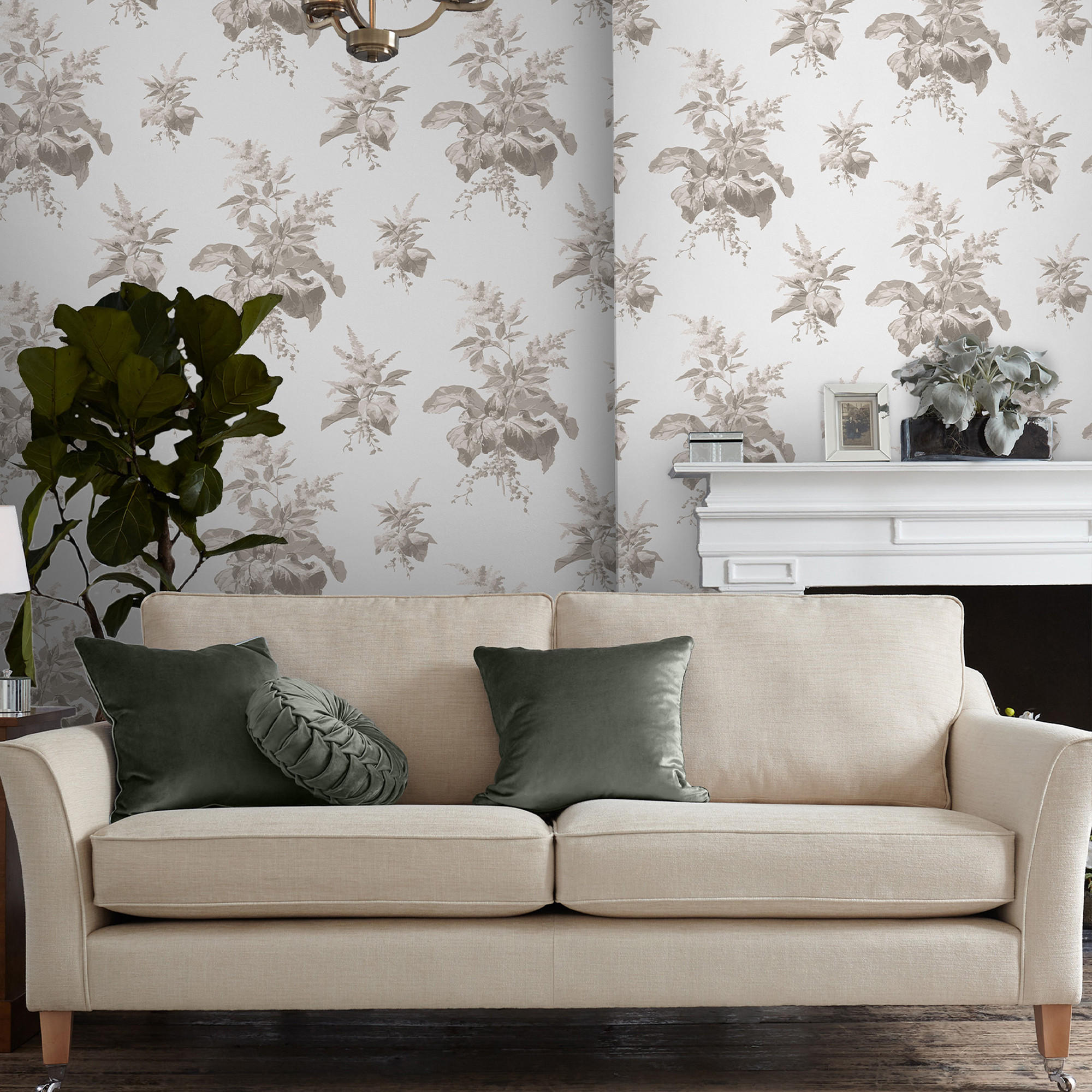 VLIESTAPETE Narberth Taubengrau | Beige Grau | Blumen | 10mx52cm - Grau, Papier/Kunststoff (52/1000cm) - Graham & Brown