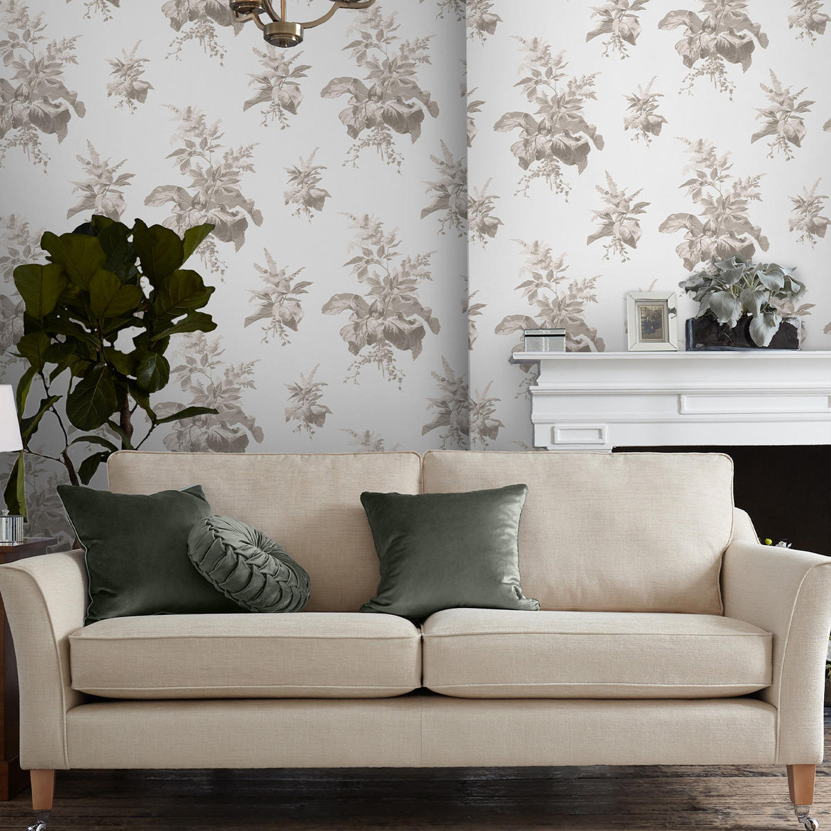 VLIESTAPETE Narberth Taubengrau | Beige Grau | Blumen | 10mx52cm - Grau, Papier/Kunststoff (52/1000cm) - Graham & Brown