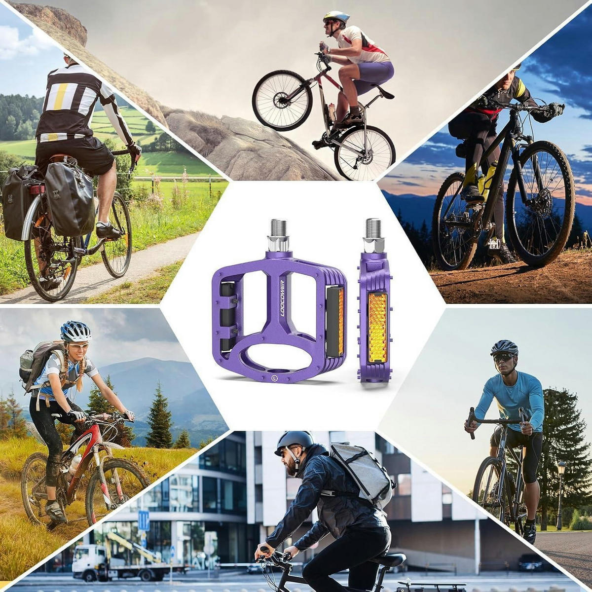 FAHRRADPEDALE Aluminium Plattform Violett mit Reflektoren - Violett, Metall (10/1.5/12cm)