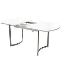 ESSTISCH aus MDF 180x80x75 cm Weiß mit ausziehbarer Tischplatte und silberfarbenen Metallbeinen - Weiß, Holzwerkstoff (180/80/75cm) - Modfu