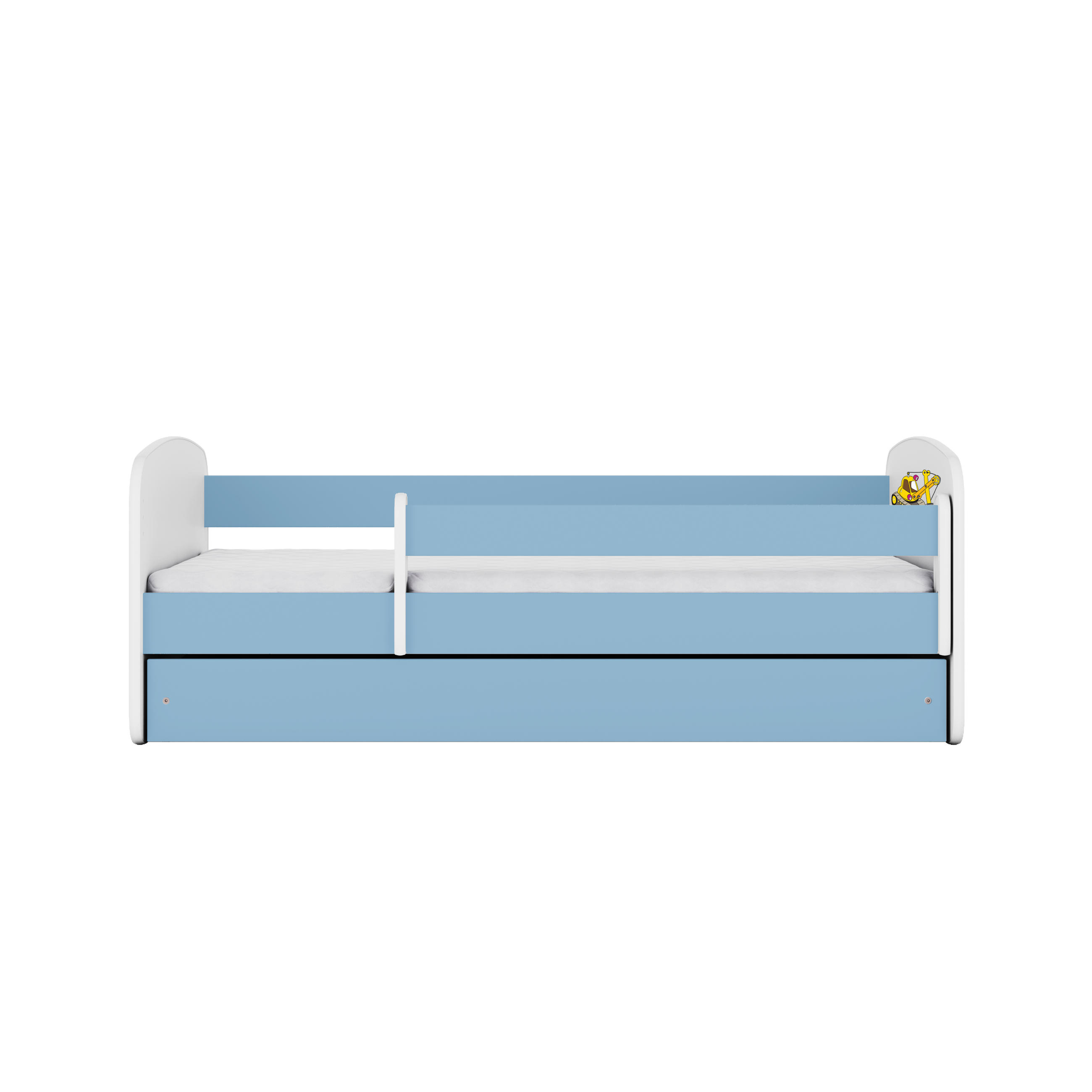 KINDERBETT Bagger mit Schublade und Matratze 140/70 - Blau, Holzwerkstoff (70/140cm) - RAUMHIRSCH FURNITURE