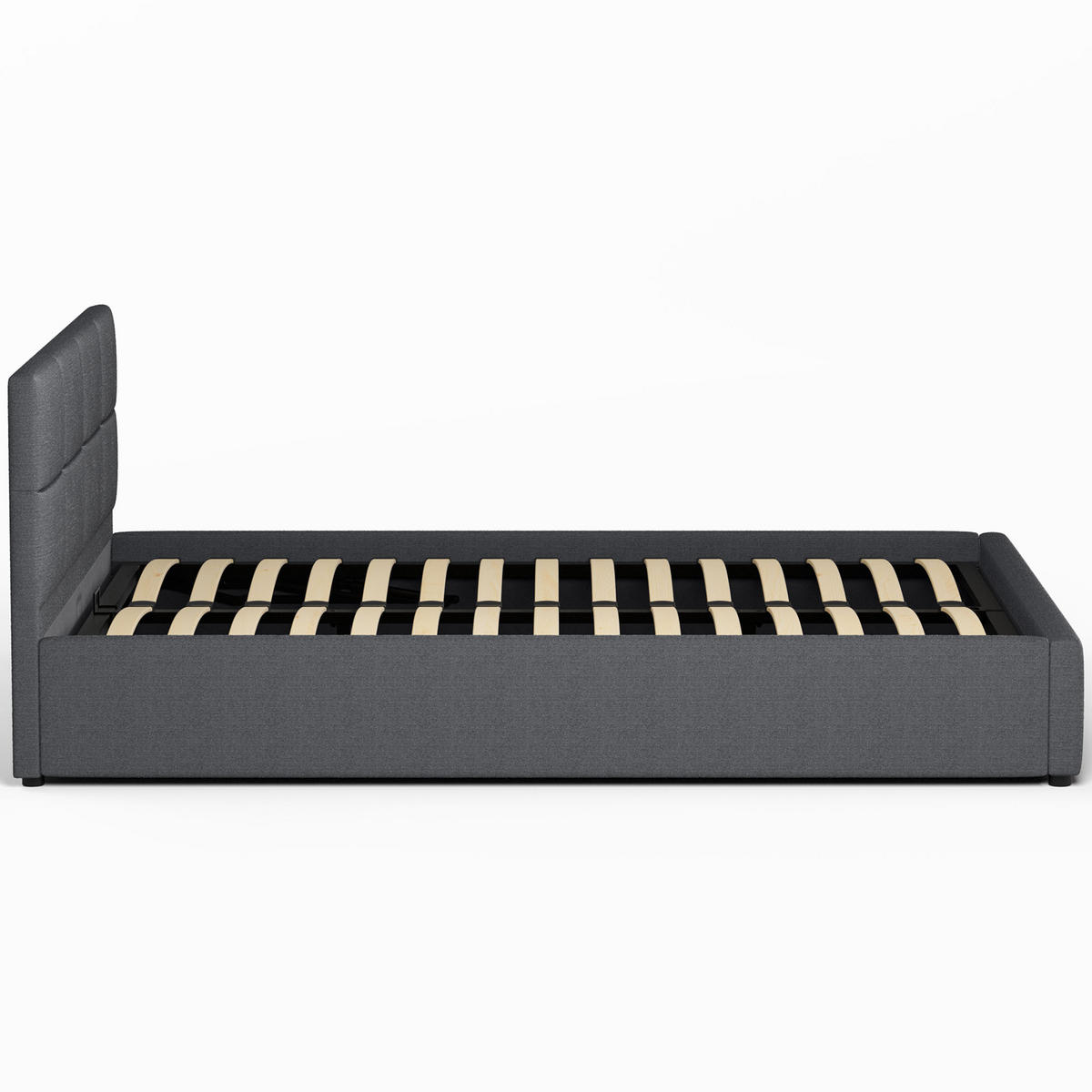 POLSTERBETT 160×200 mit Bettkasten und Lattenrost Mika 028-45 Graphit Dunkelgrau Geflochten - Graphitfarben, Holz (160/200cm) - Jana
