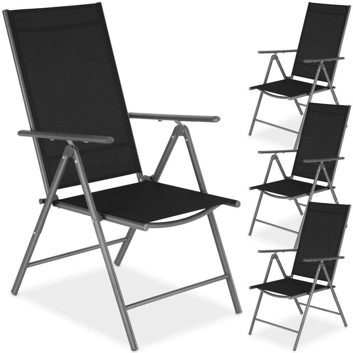 GARTENSTUHL 4er Set Marcellino, 54,5 x 65 x 107,5 cm, anthrazit - Anthrazit/Grau, Metall (54.5/107.5/65cm) - tectake