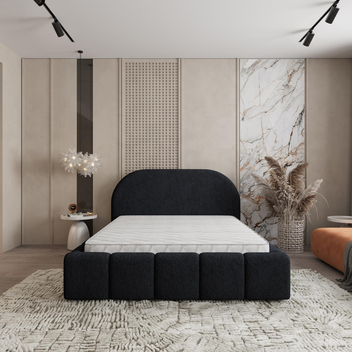 POLSTERBETT FLUSSO 160x200 cm mit Bettkästen - Schwarz - Schwarz, Holz (160/200cm) - MASSENO