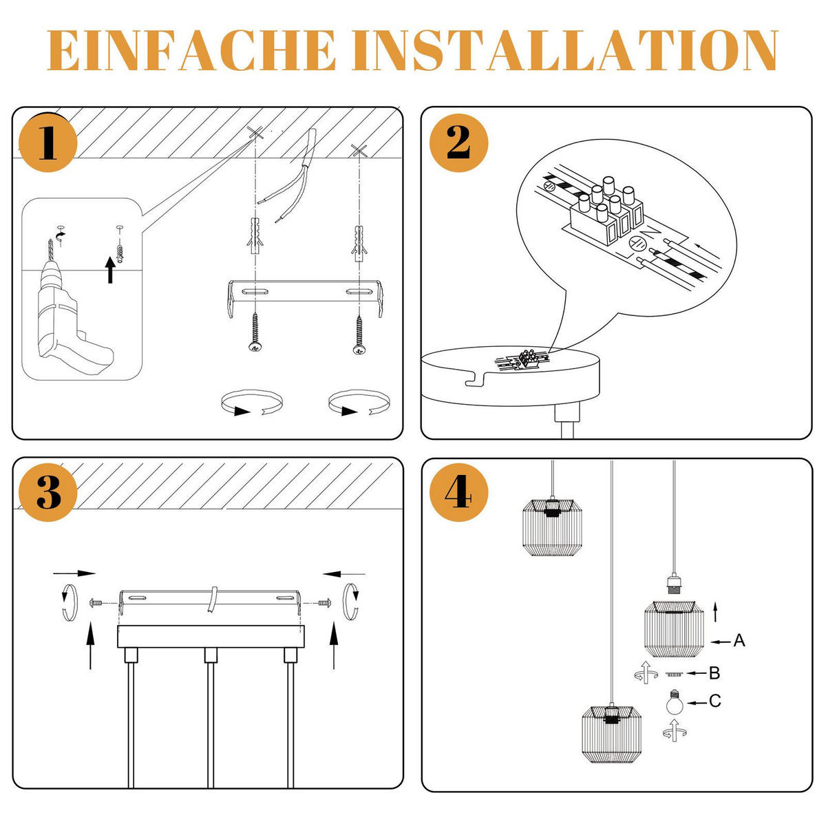 PENDELLEUCHTE BERTHOLD Ⅲ 30/30/150 cm - Schwarz, Metall (30/30/150cm) - Nettlife