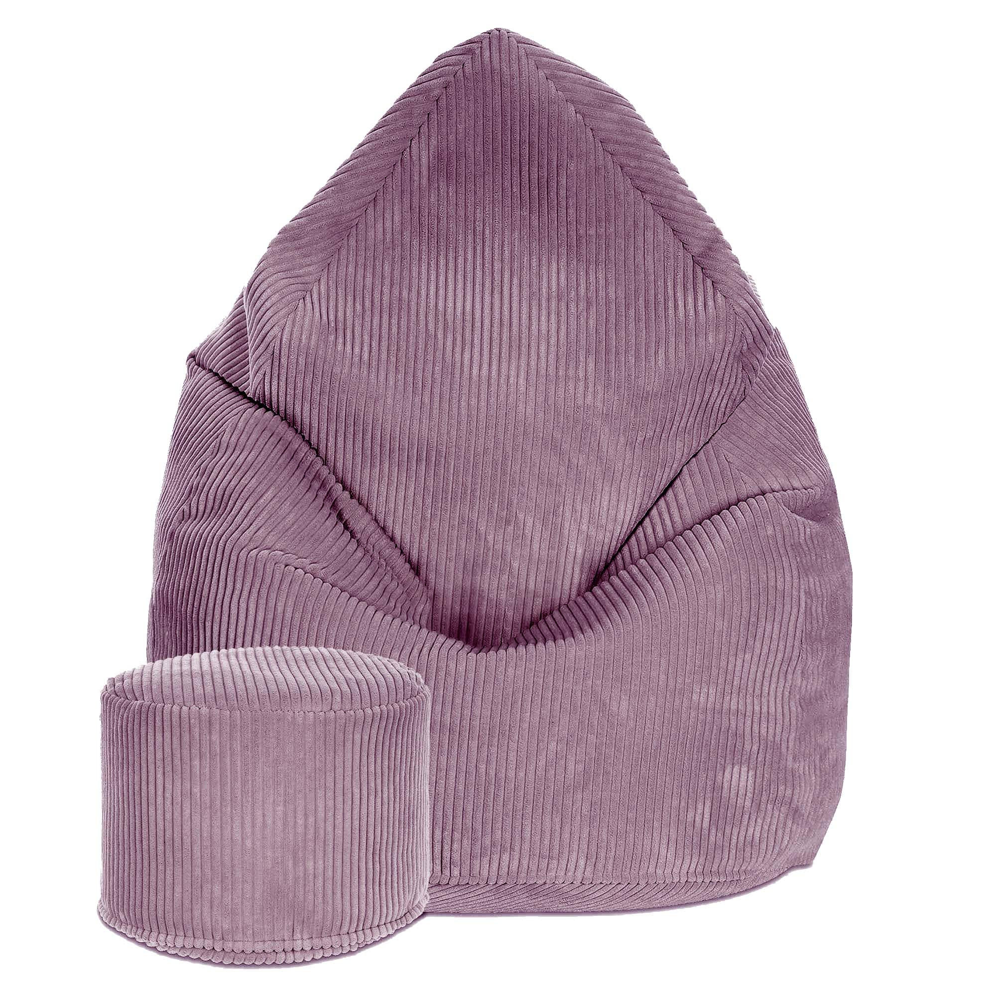 SITZSACK MIT FUßSTÜTZE Kordsamt 2-tlg Plum Smoothie M - Pflaume/Pink, Textil (80/120/80cm) - Dreamroots