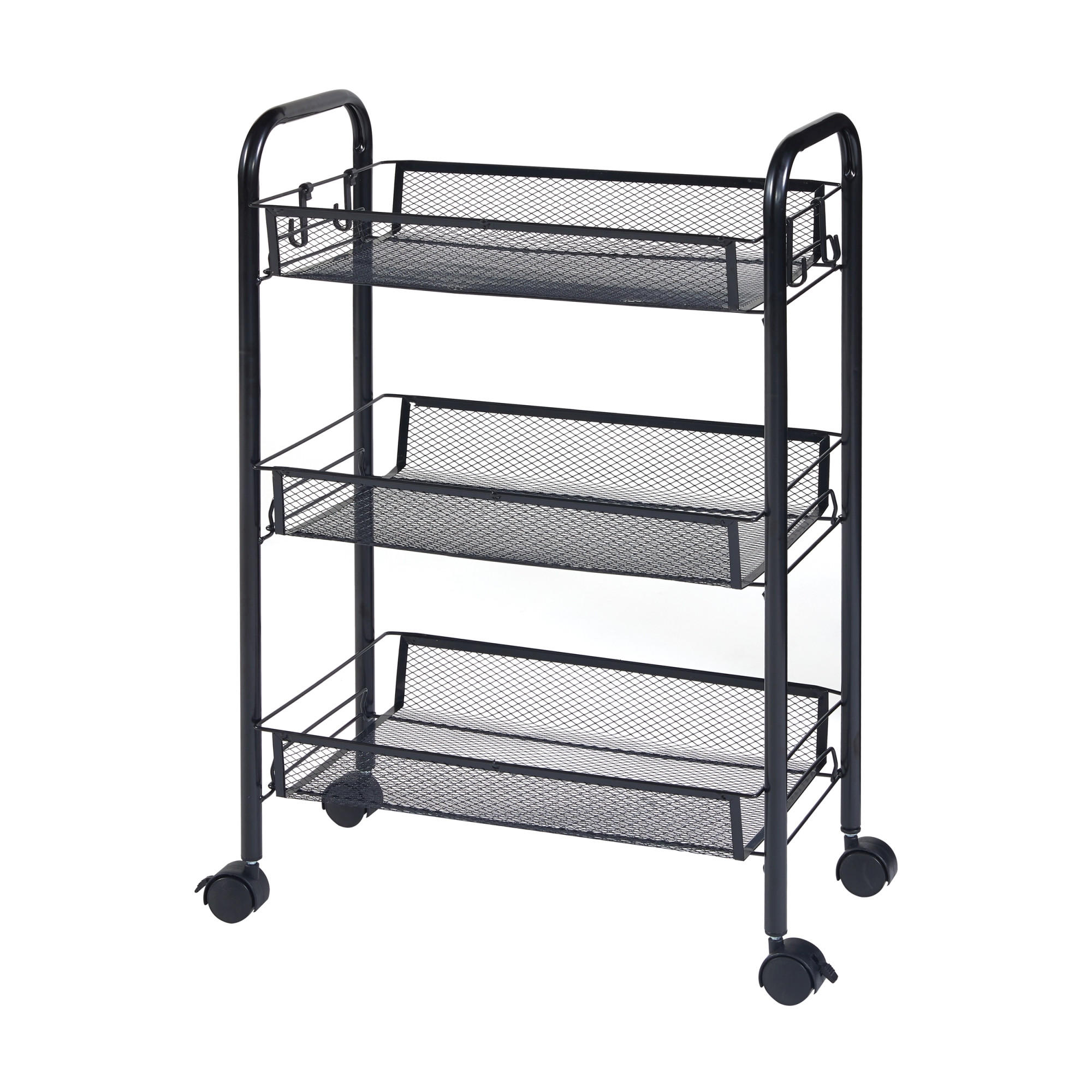 ROLLWAGEN Tromsø - Schwarz, Metall (44/63/26cm) - [en.casa]