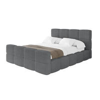 POLSTERBETT mit Bettkasten und Lattenrost, Bett mit Kopfteil, Boxbett ohne Matratze, Doppelbett mit Stauraum - NATA-Z 120x200 Dunkelgrau - Chromfarben, Holzwerkstoff/Textil (120/200cm) - ALTDECOR