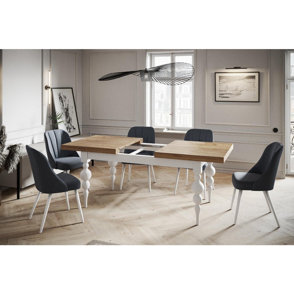 Thumbnail - Alpi-Möbel Esszimmertisch, Braun, Weiß, Holzwerkstoff, Rechteckig, U-Form, 80x79x140 cm, Esszimmer, Tische, Esstische