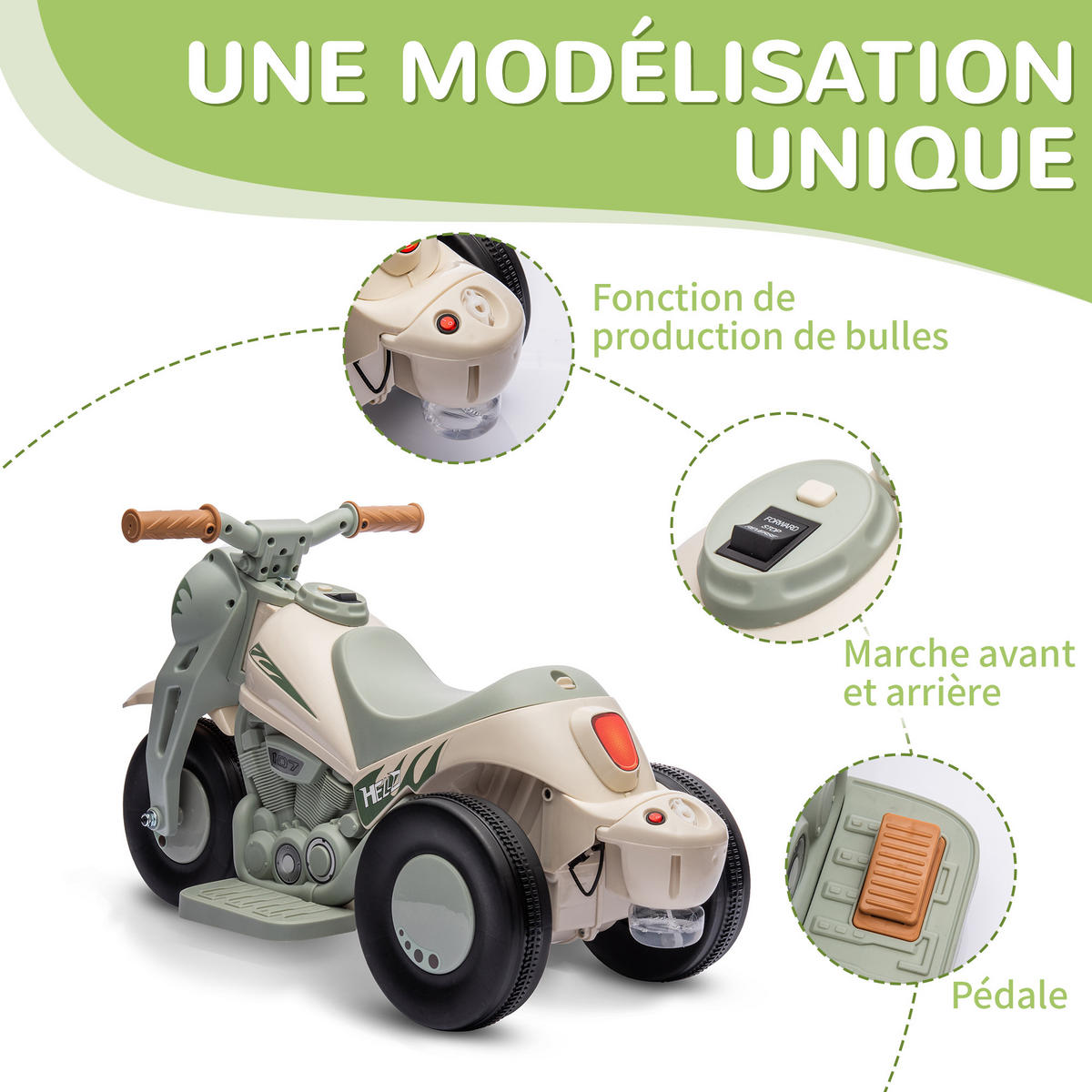 ELEKTRO-MOTORRAD DE-13119 Blubberfunktion Cremeweiß - Weiß, Kunststoff (80/36/43.5cm) - ComfortXL