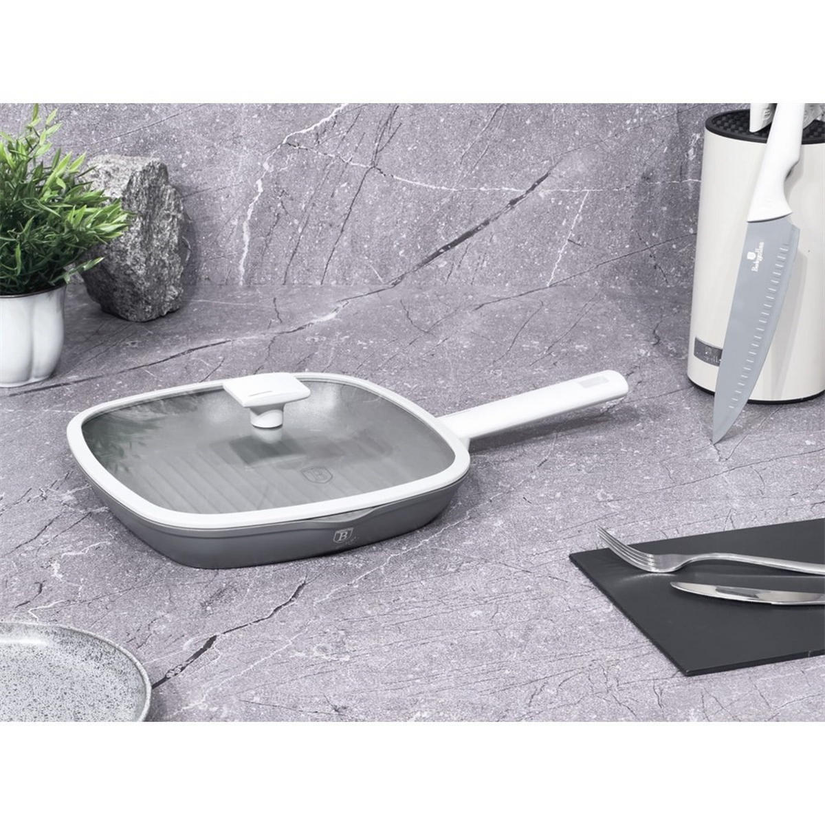 GRILLPFANNE Grau 28/28/4.1 cm BH7073 - Grau, Glas (28cm) - Berlinger Haus