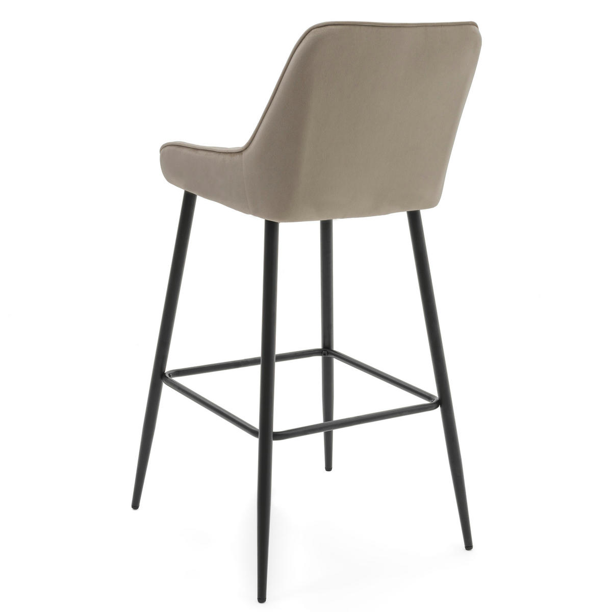 BARHOCKER VASTO gepolstert mit Steppung - dunkelbeige - Samt Velours - Beige/Schwarz, Metall (50/102/55cm) - NEW HOME