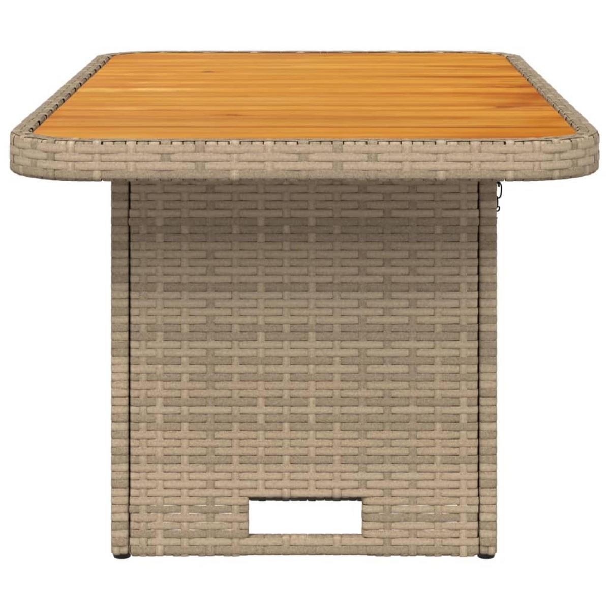 GARTENTISCH Beige 90/55/71 Cm Poly Rattan Und Akazienholz - Beige, Kunststoff (90/55/71cm) - vidaXL