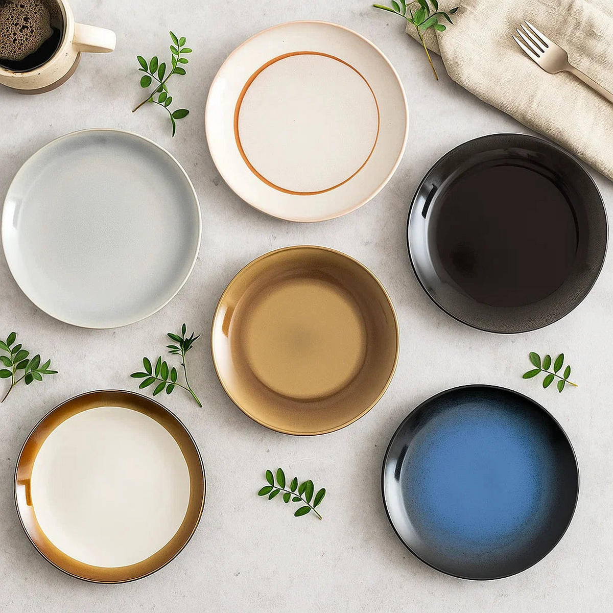 FRÜHSTÜCKTELLER / Dessertteller Earth ø 20 cm - 6 Stück - Multicolor, Keramik (20cm) - Studio Tavola