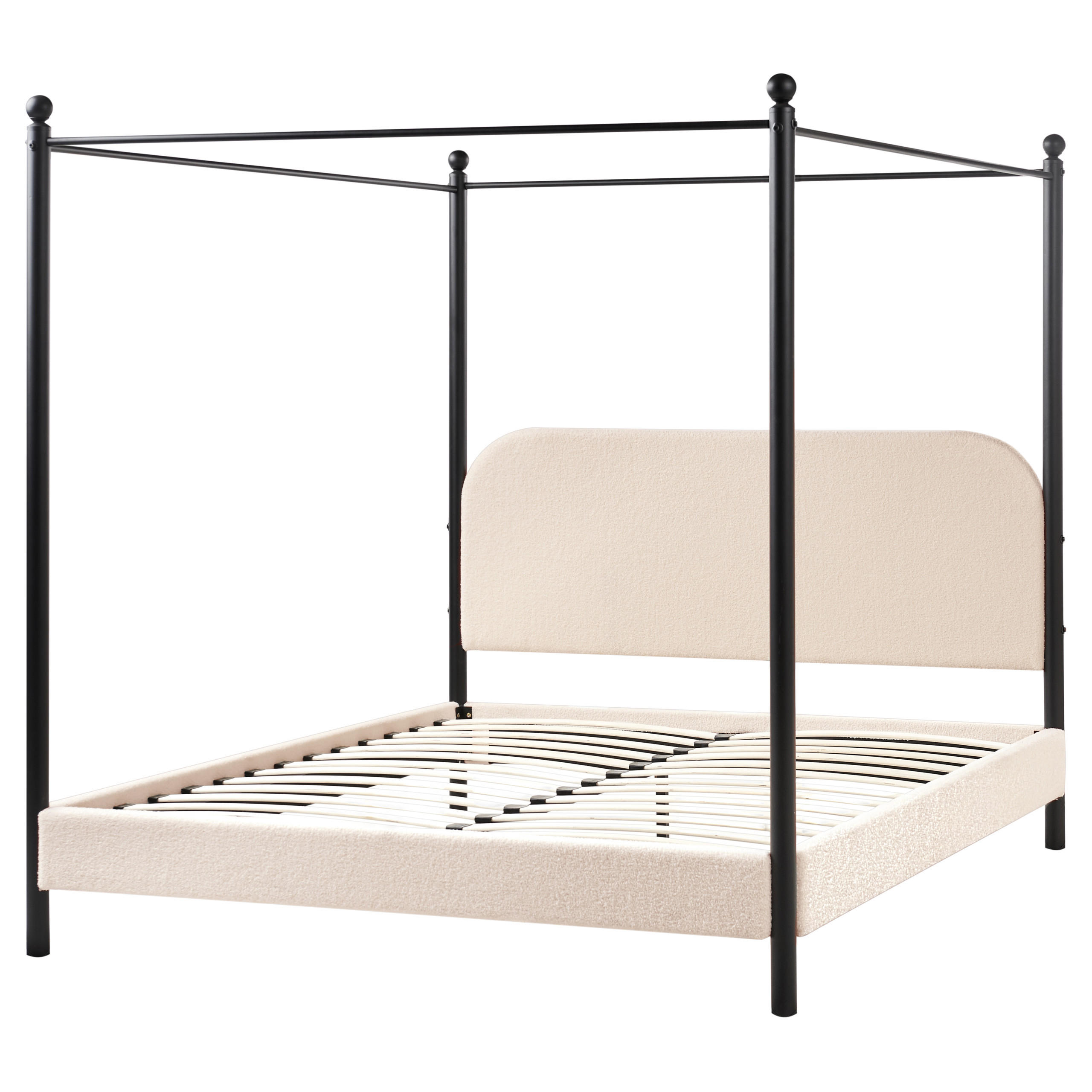 HIMMELBETT 140x200 cm Beige Dannemois - Beige, Textil (140/200cm) - Beliani