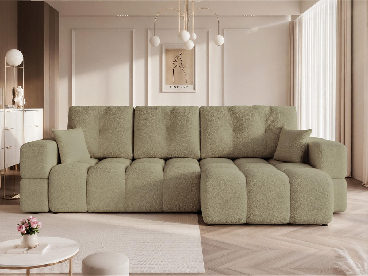 ECKSOFA BUENO mit Schlaffunktion und Bettkasten Grün - Grün, Holzwerkstoff/Kunststoff (280/148cm) - Idohome