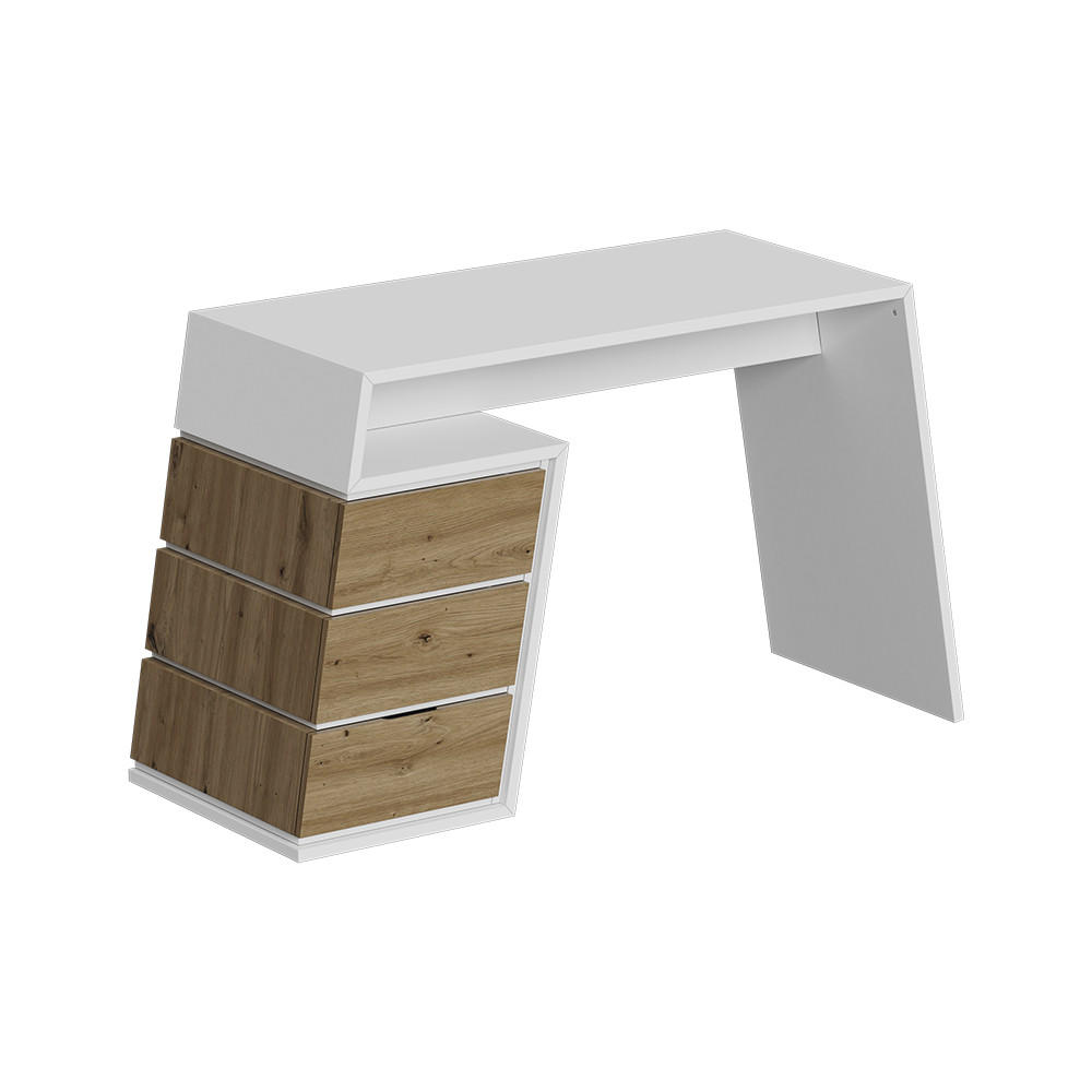 SCHREIBTISCH Okaro Weiß/Eiche 105 x 50 cm mit 3 Schubladen - Eichefarben/Weiß, Holzwerkstoff (50/105/75cm) - Vicco