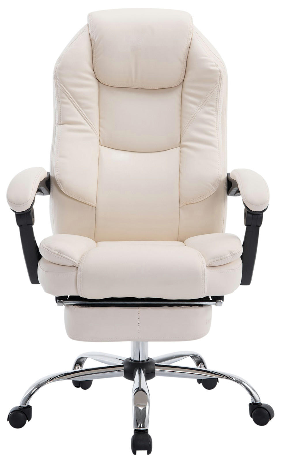 BÜROSTUHL MEDHA - 114x67x64, Creme | Kunstleder - Creme, Leder/Metall (67/114/64cm) - DELUKE