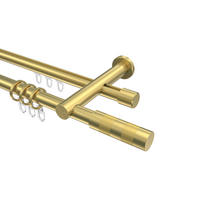 RUNDROHR-INNENLAUF-GARDINENSTANGEN-SET Platon Mavell 140 cm, 2-läufig, 20 mm Ø Messing-Optik - Messingfarben/Goldfarben, Metall (140cm) - INTERDECO