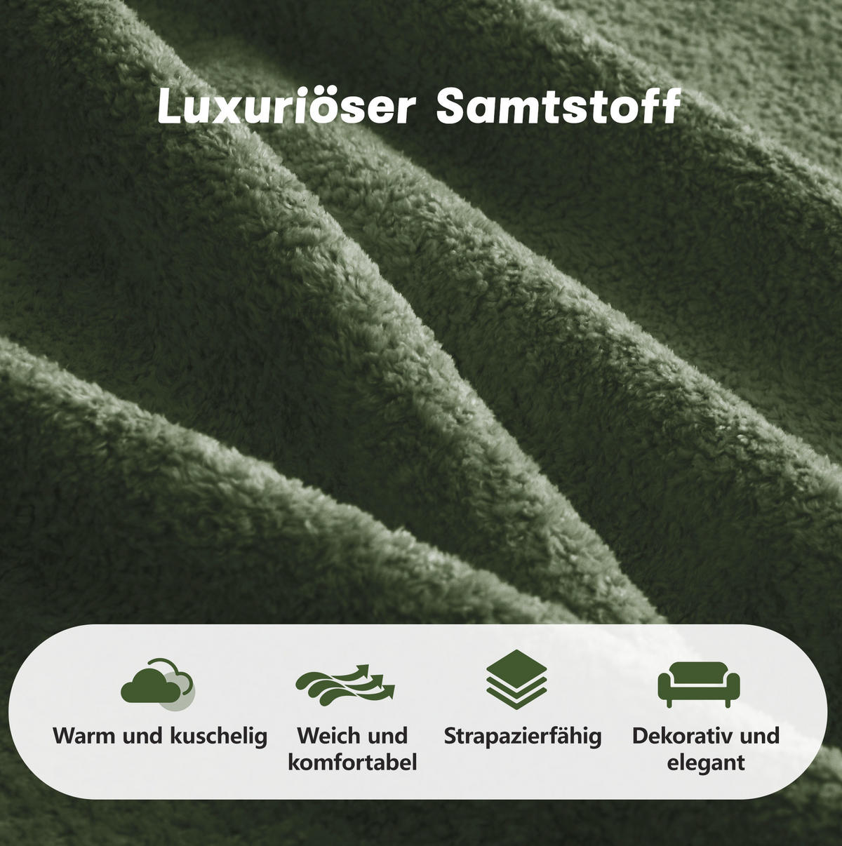 SOFA 192/167/70 cm in Grün aus Samt mit Ottomane - Grün, Textil (167/70/192cm) - Flora Grace