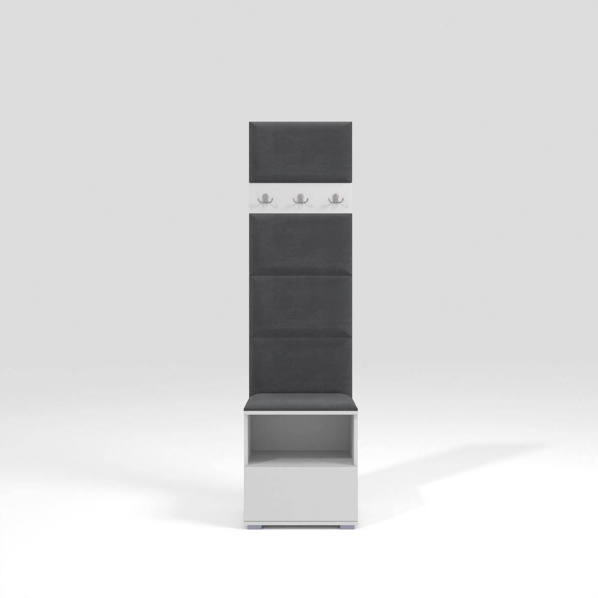 GARDEROBEN-SET Nela IV mit gepolsterten Paneelen 50/187/40 - Dunkelgrau/Silberfarben, Holzwerkstoff/Kunststoff (50/187/40cm)