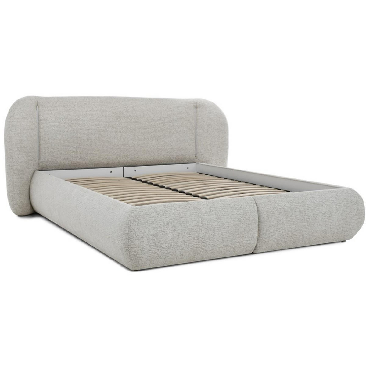 POLSTERBETT Corfu mit LED-Beleuchtung, mit Bettkasten, rundliche Formen, 140x200, Beige - Beige, Textil/Metall (140/200cm) - Beautysofa