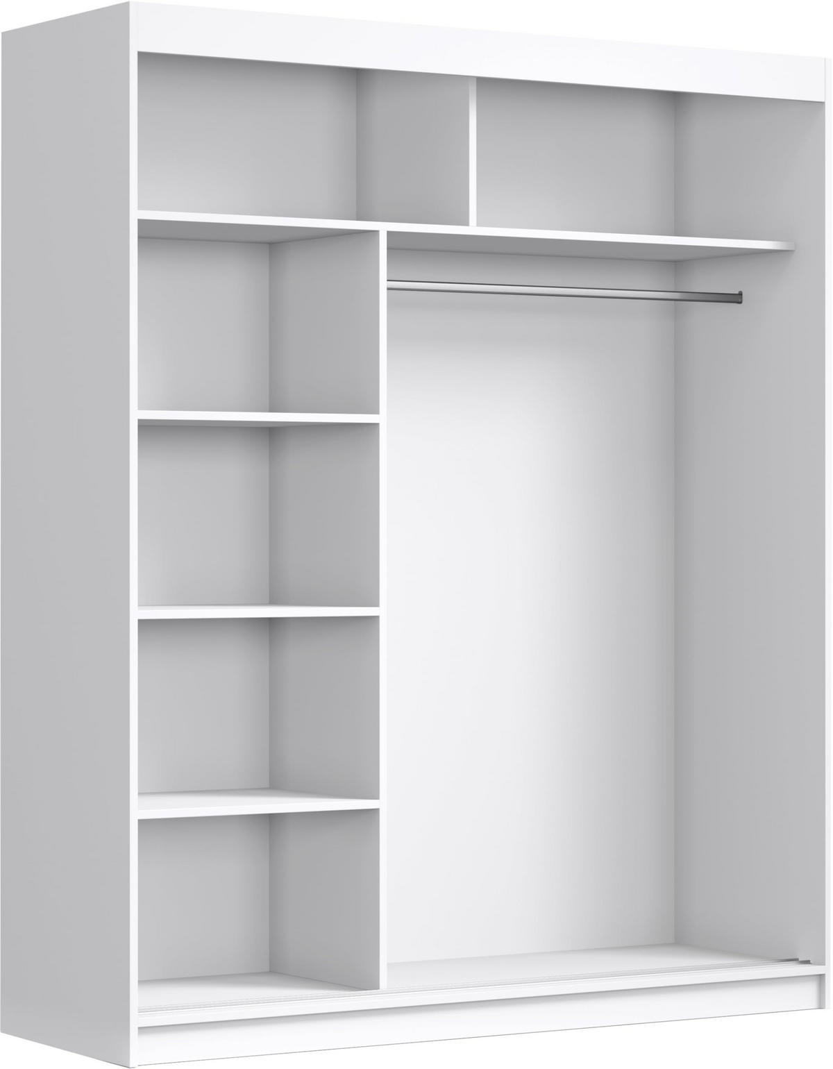 SCHIEBETÜRENSCHRANK mit Spiegel Weiß - Weiß, Holzwerkstoff (215.5/180/59cm) - MebLocker