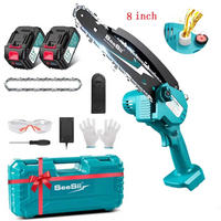KETTENSÄGE kabellos 8 Zoll Makita-18V Kompatibel, Mit 2 Akkus 4,0Ah - Blau, Metall (15/7/40cm) - Coonoor