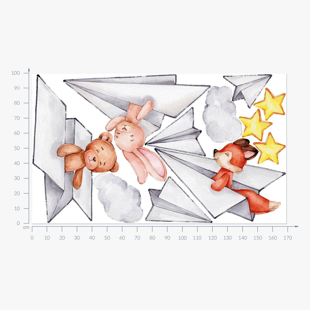 WANDAUFKLEBER 100x170cm - Niedliche Tiere - Multicolor, Kunststoff (100/170/0.1cm) - Wallfluent