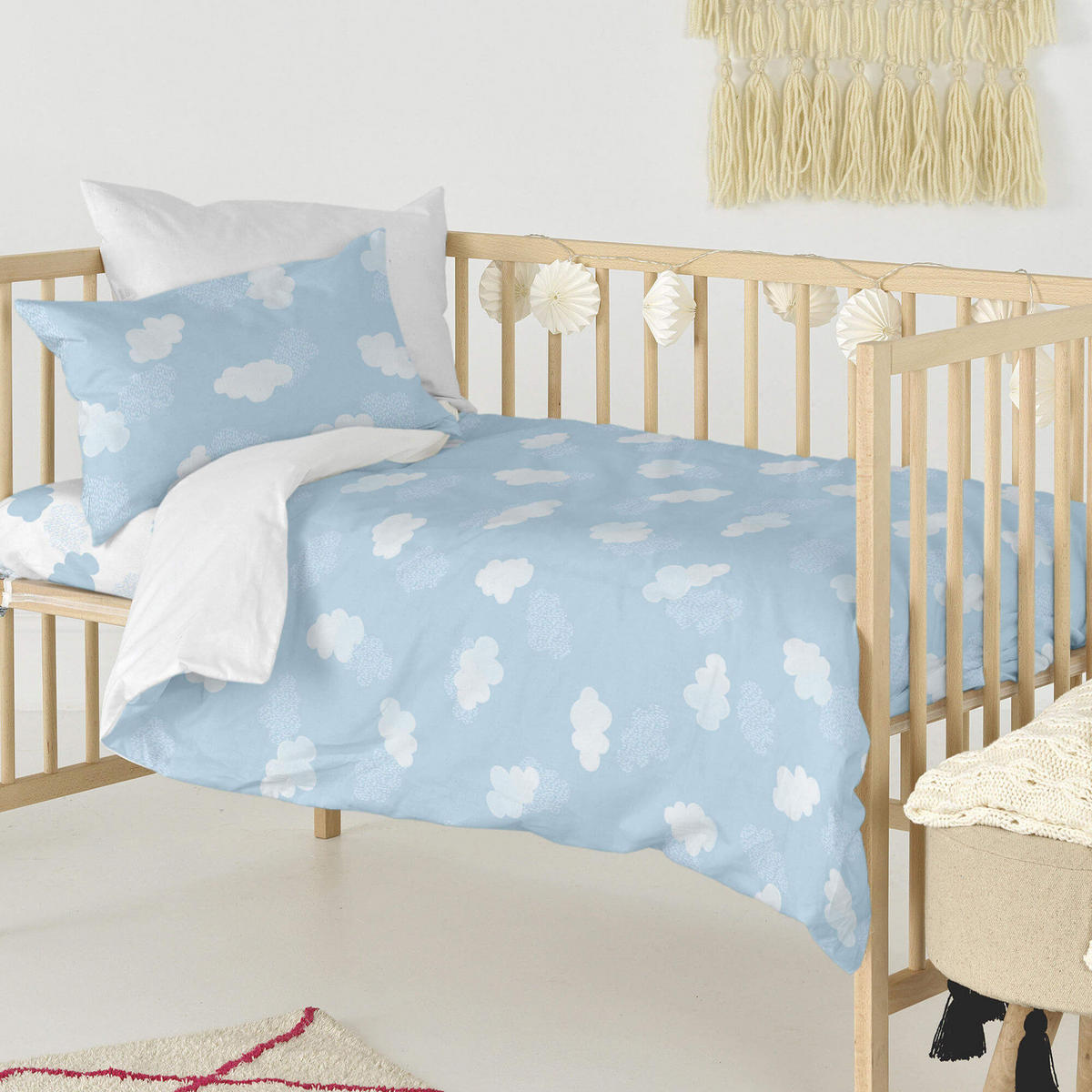 BETTBEZUG 2er-Set teiliges clouds 115x145 cm (kinderbett) blau - Blau, Textil (115/145cm) - Happy Friday