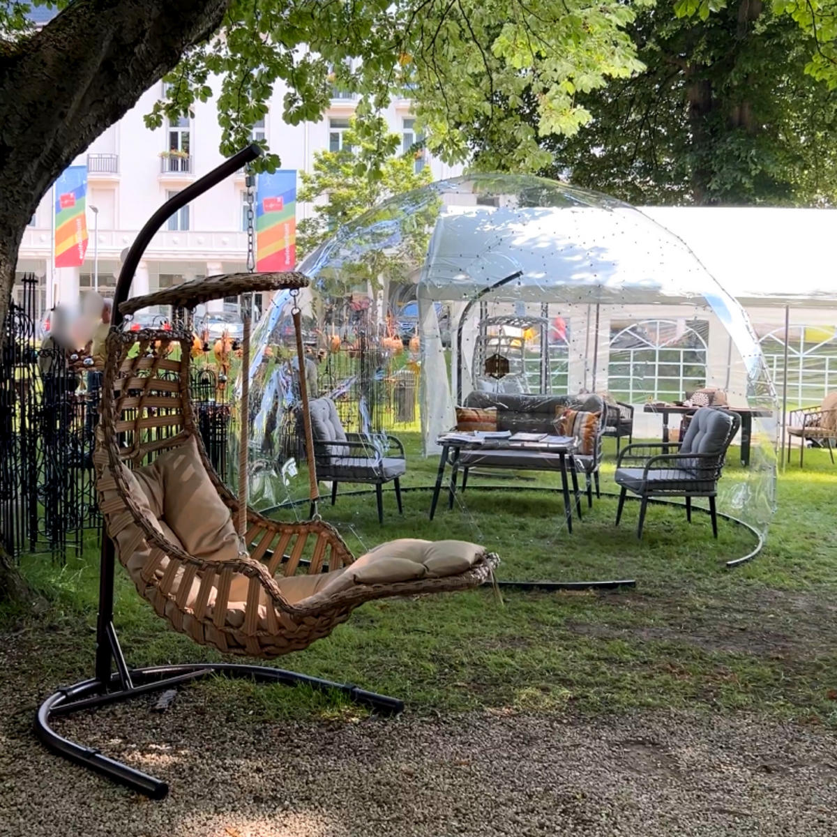 HÄNGESESSEL Gartenschaukel Rattan mit Gestell Hängeschaukel Alaca Weiß - Weiß, Metall (120/212/106cm) - Gowoll