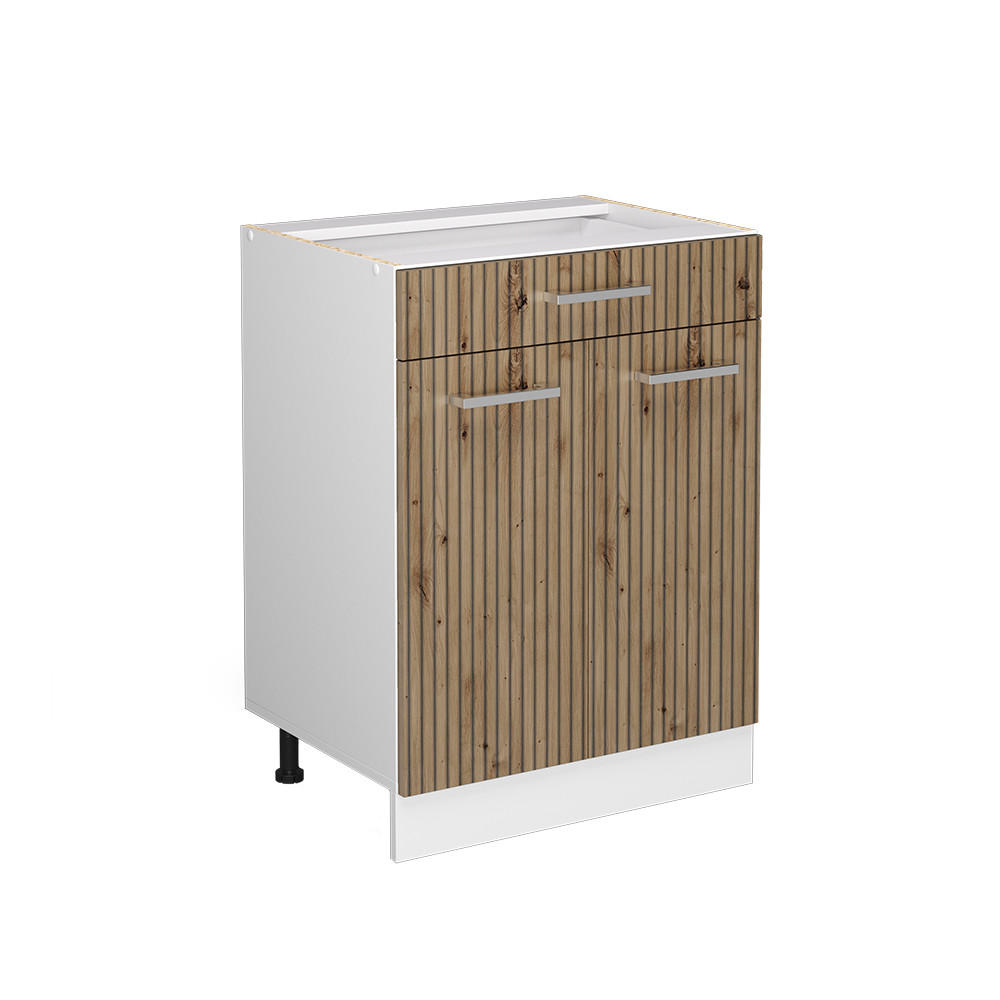 KÜCHENUNTERSCHRANK R-Line Artisan-Eiche 60 cm mit Schublade, ohne AP - Weiß/Eiche Artisan, Holzwerkstoff (60/81.6/46cm) - Vicco