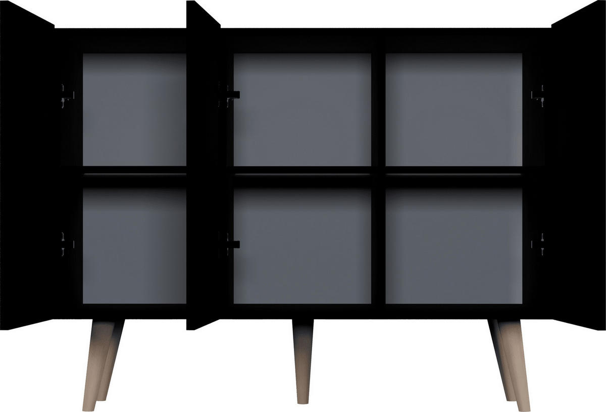 SIDEBOARD Ivy 120/95/40 cm in Schwarz - Hellbraun/Schwarz, Holz/Holzwerkstoff (120/95.5/39.9cm) - WFL GROUP